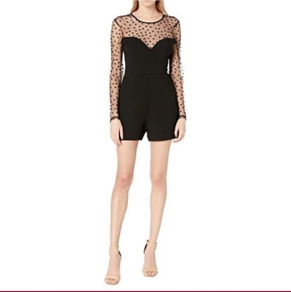 Bcbgeneration Whimsy Goth Sheer Hearts Romper Womens Size 6 - Picture 1 of 11